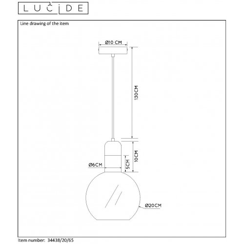 LUCIDE JULIUS Pendant 1x E27 Smoke Glass, závěsné svítidlo, lustr - obrázek