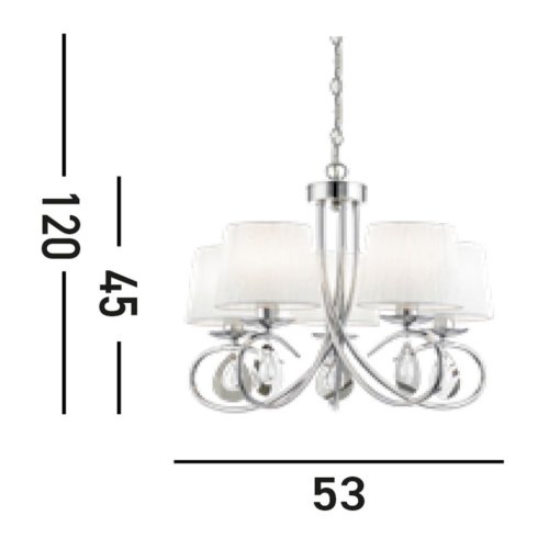 ANGELIQUE závěsný 1025-5CC kov v provedení chrom lesklý 5xE14 - obrázek