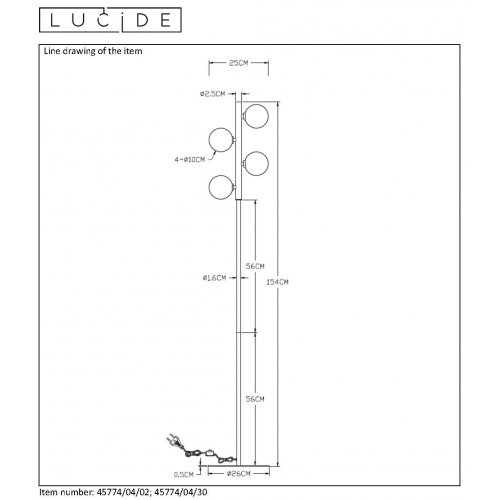 LUCIDE TYCHO Floorlamp 4xG9 28W Black stojací lampa - obrázek