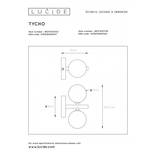 LUCIDE TYCHO Wall light 2xG9 28W Black nástěnné svítidlo - obrázek