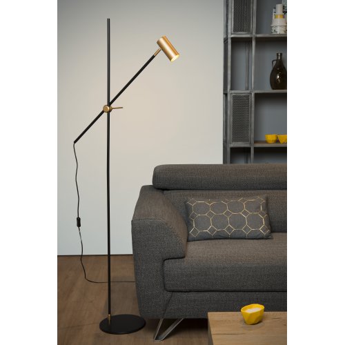 LUCIDE PHILINE Floor reading lamp GU10 35W Black/Gold stojací lampa - obrázek