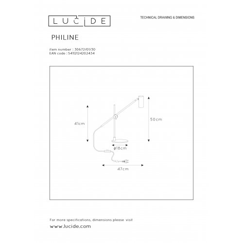 LUCIDE PHILINE Desklamp GU10 35W Black/Gold stolní lampa - obrázek