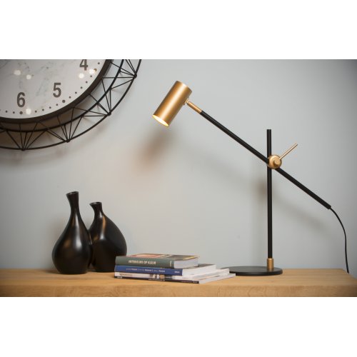 LUCIDE PHILINE Desklamp GU10 35W Black/Gold stolní lampa - obrázek