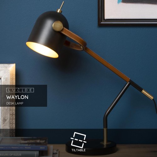 LUCIDE WAYLON Desk Lamp E27/40W H50 Black stolní lampa - obrázek