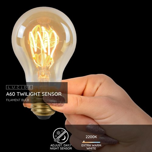 LUCIDE LED BULB TWLIGHTSWITCH SENSOR A60 E27/4W Amber žárovka, zářivka - obrázek