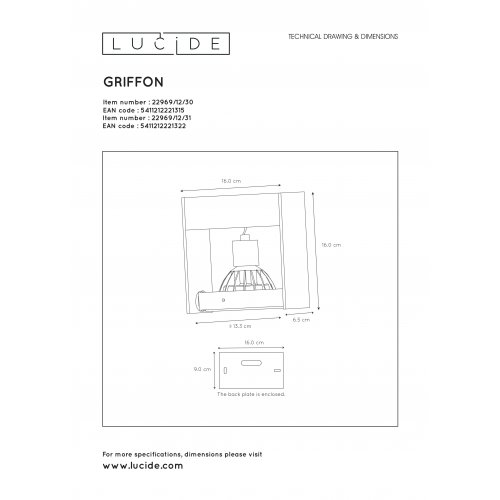 LUCIDE GRIFFON Ceiling spotlight Dim-to-warm 1GU10 12W Bl bodové svítidlo, bodovka - obrázek