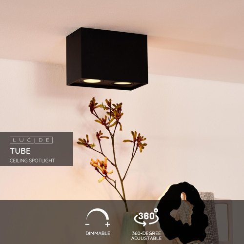 LUCIDE TUBE Spot 2xGU10 built up Black bodové svítidlo, bodovka - obrázek