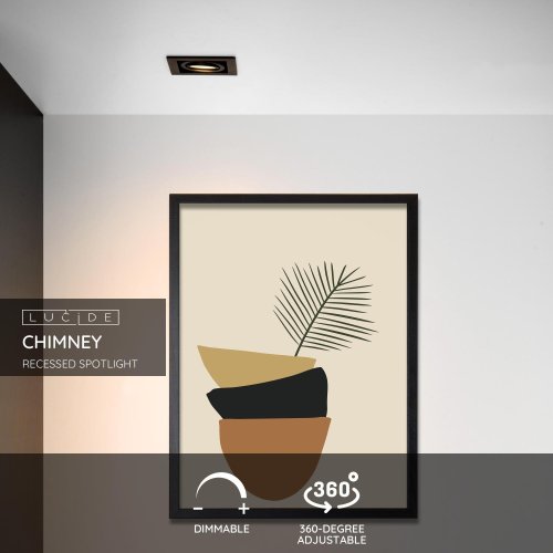 LUCIDE CHIMNEY Recessed spotlight  GU10 50W Square Black bodové svítidlo, bodovka - obrázek