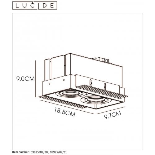 LUCIDE TRIMLESS Reccesed spot 2xGU10/5W White bodové svítidlo, bodovka - obrázek