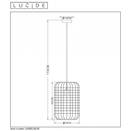 LUCIDE ESMEE Pendant  1xE27 60W Black závěsné svítidlo, lustr - obrázek