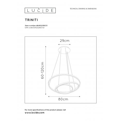 LUCIDE TRINITI Pendant LED 136W White závěsné svítidlo, lustr - obrázek