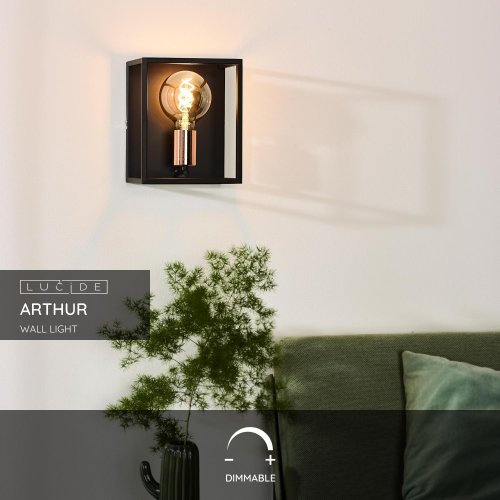 LUCIDE ARTHUR Wall light E27 40W Black nástěnné svítidlo - obrázek