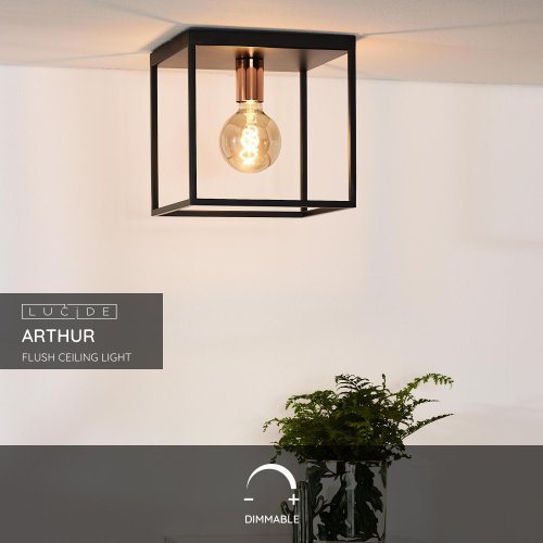 LUCIDE ARTHUR Ceiling Light E27 40W Black - obrázek