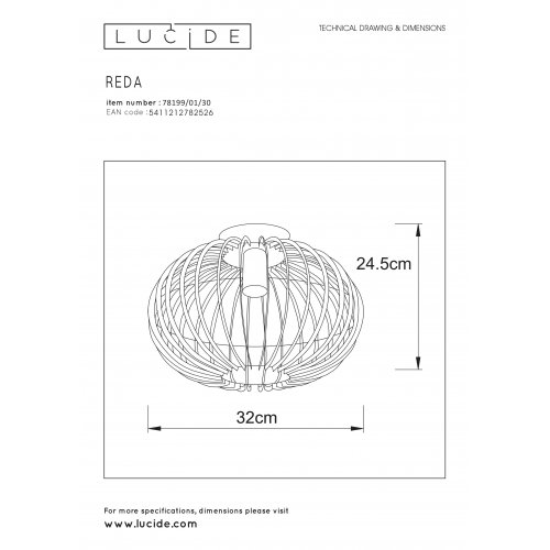 LUCIDE REDA Ceiling light E27 - obrázek