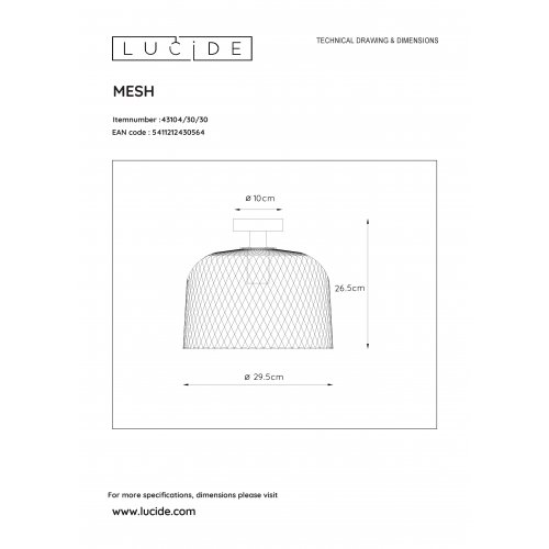 LUCIDE MESH Ceiling Light E27 - obrázek