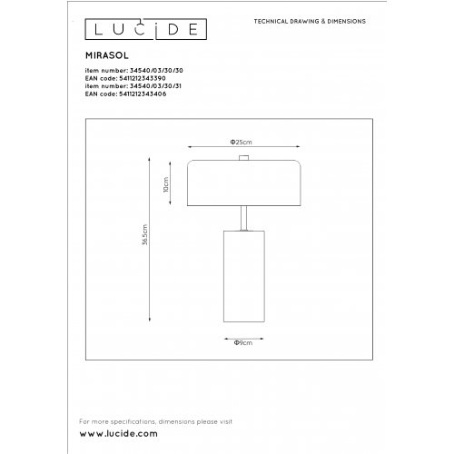 LUCIDE MIRASOL Table lamp G9/3x7W Black Marble stolní lampa - obrázek