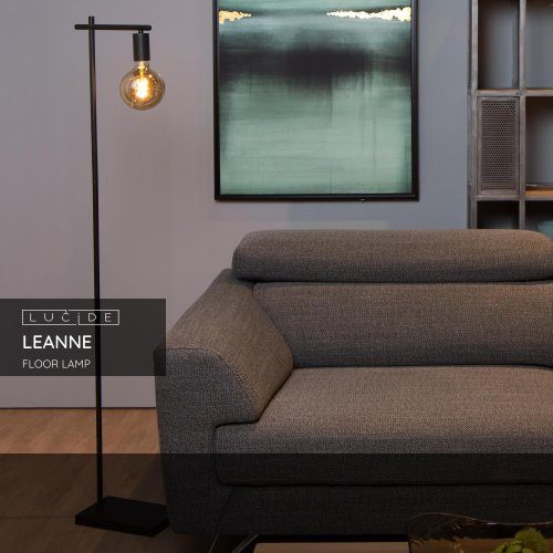 LUCIDE LEANNE Floor Lamp E27/40W Black stojací lampa - obrázek