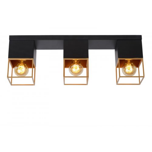 LUCIDE RIXT Ceiling light 3xE27/40W Black/Gold - obrázek