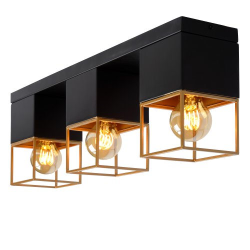LUCIDE RIXT Ceiling light 3xE27/40W Black/Gold - obrázek