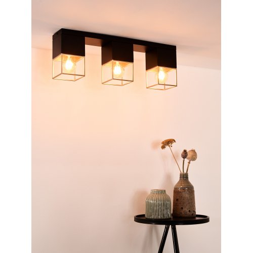 LUCIDE RIXT Ceiling light 3xE27/40W Black/Gold - obrázek