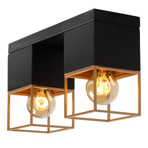 LUCIDE RIXT Ceiling light 2xE27/40W Black/Gold - obrázek