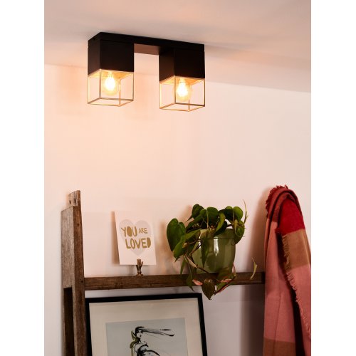 LUCIDE RIXT Ceiling light 2xE27/40W Black/Gold - obrázek