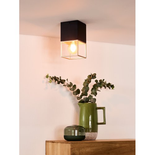 LUCIDE RIXT Ceiling light E27/40W 10x10cm H18cm Black/Gol - obrázek