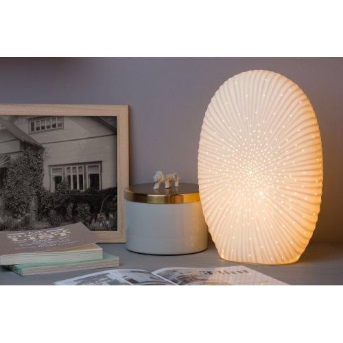 LUCIDE SHELLY Table lamp E14/25W H32.6cm Porcelain White stolní lampa - obrázek