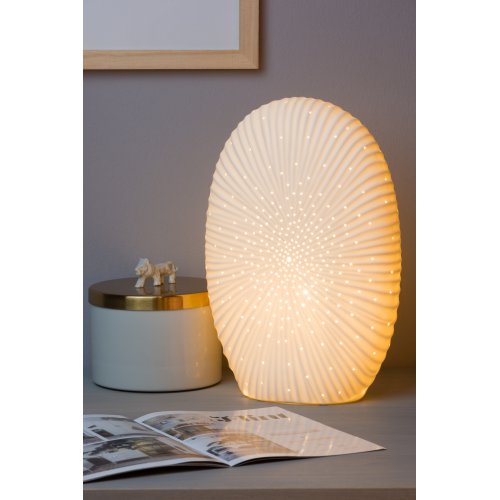 LUCIDE SHELLY Table lamp E14/25W H32.6cm Porcelain White stolní lampa - obrázek