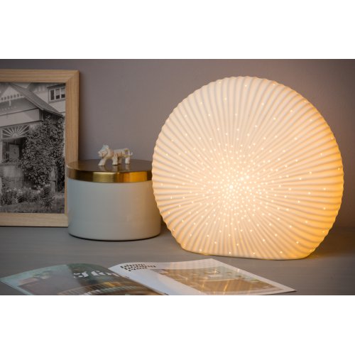 LUCIDE SHELLY Table lamp E14/25W H26.5cm Porcelain White stolní lampa - obrázek