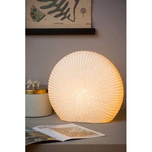 LUCIDE SHELLY Table lamp E14/25W H26.5cm Porcelain White stolní lampa - obrázek