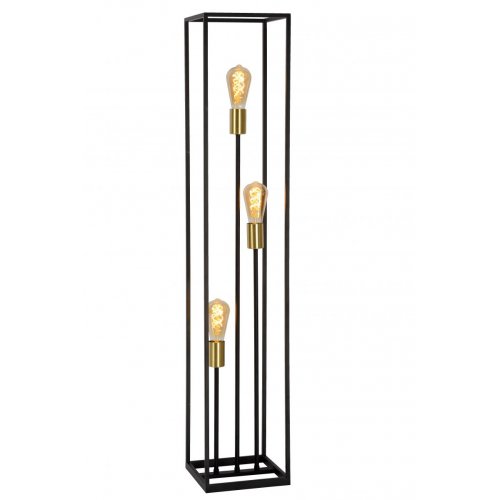 LUCIDE RUBEN Floorlamp 3x E27 40W Black/Satin Brass stojací lampa - obrázek