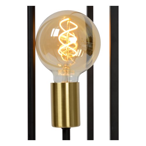 LUCIDE RUBEN Floorlamp 3x E27 40W Black/Satin Brass stojací lampa - obrázek