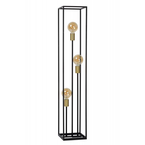 LUCIDE RUBEN Floorlamp 3x E27 40W Black/Satin Brass stojací lampa - obrázek