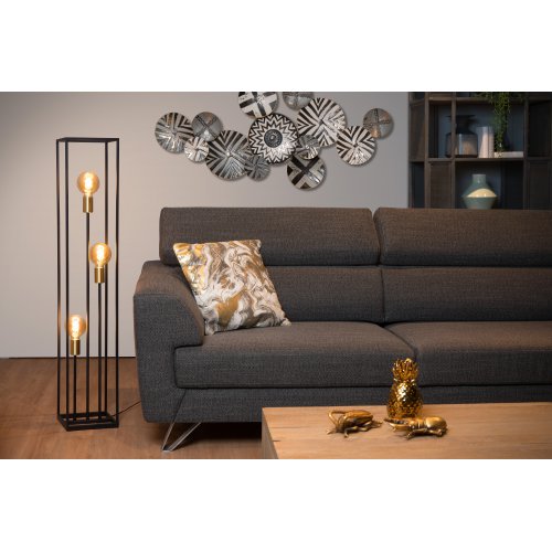 LUCIDE RUBEN Floorlamp 3x E27 40W Black/Satin Brass stojací lampa - obrázek