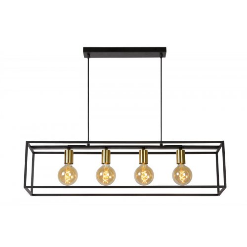 LUCIDE RUBEN  Pendant 4x E27 40W Black/Satin Brass závěsné svítidlo, lustr - obrázek