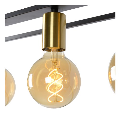 LUCIDE RUBEN  Pendant 4x E27 40W Black/Satin Brass závěsné svítidlo, lustr - obrázek