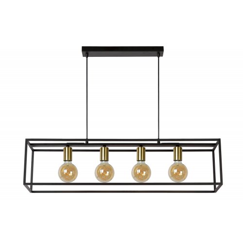 LUCIDE RUBEN  Pendant 4x E27 40W Black/Satin Brass závěsné svítidlo, lustr - obrázek