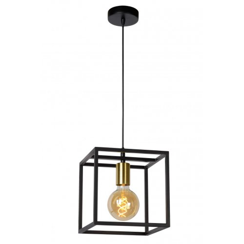 LUCIDE RUBEN  Pendant 1x E27 40W Black/Satin Brass závěsné svítidlo, lustr - obrázek