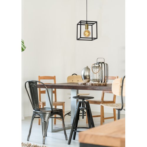 LUCIDE RUBEN  Pendant 1x E27 40W Black/Satin Brass závěsné svítidlo, lustr - obrázek