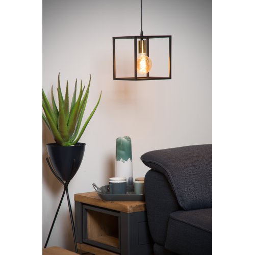 LUCIDE RUBEN  Pendant 1x E27 40W Black/Satin Brass závěsné svítidlo, lustr - obrázek