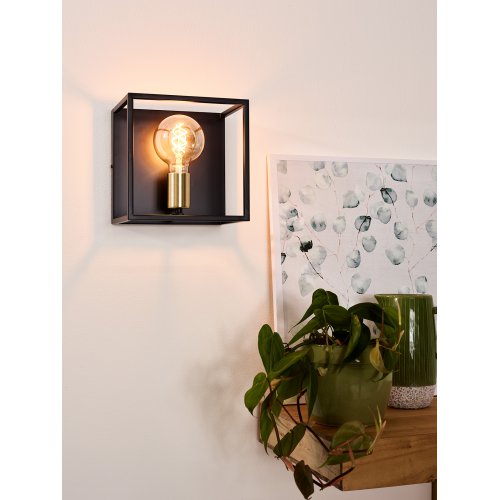 LUCIDE RUBEN Wall light 1x E27 40W Black/Satin Brass nástěnné svítidlo - obrázek