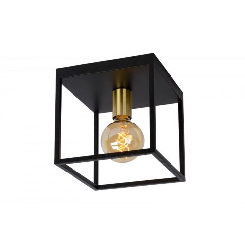 LUCIDE RUBEN Ceiling light 1x E27 40W Black/Satin Brass - obrázek