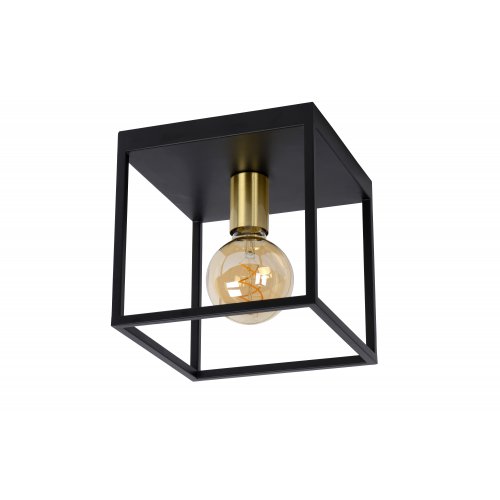 LUCIDE RUBEN Ceiling light 1x E27 40W Black/Satin Brass - obrázek