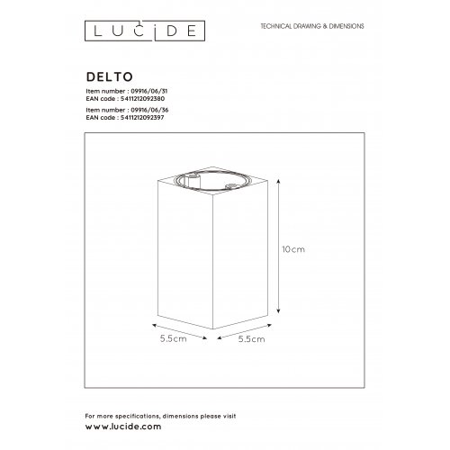 LUCIDE DELTO LED Square GU10/5W DTW White - obrázek