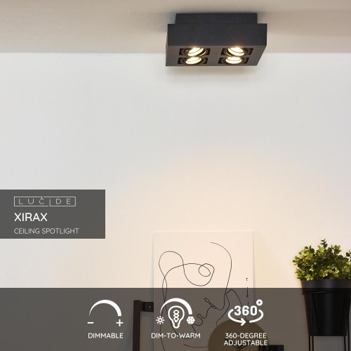 LUCIDE XIRAX Ceiling Light 4xGU10/5W LED DTW Black bodové svítidlo, bodovka - obrázek