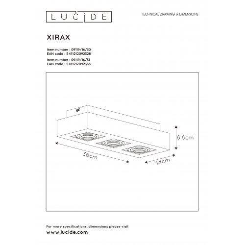 LUCIDE XIRAX Ceiling Light 3xGU10/5W LED  DTW Black bodové svítidlo, bodovka - obrázek
