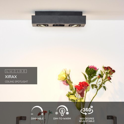 LUCIDE XIRAX Ceiling Light 3xGU10/5W LED  DTW Black bodové svítidlo, bodovka - obrázek