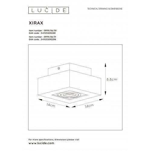LUCIDE XIRAX Ceiling Light 1xGU10/5W LED  DTW  White bodové svítidlo, bodovka - obrázek