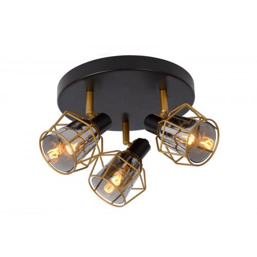 LUCIDE NILA Ceiling spotlight 3x E14/25W Black/Smoke glas bodové svítidlo, bodovka - obrázek